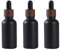 VASANA 3Pcs 50ml/1.7oz Matte Black Glass Dropper Bottles with Plastic Wood Grain Cap Empty Refillable Boston Round Essential Oils Bottles Leak Proof Travel Bottles for DIY Cosmetic Perfumes Hair Oil
