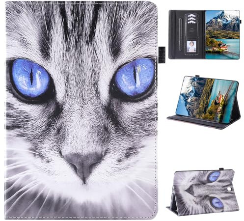 Vaitasy Custodia per Samsung Galaxy Tab S2 9.7 Pollici 2015 (SM-T810/ SM-T815), Supporto Funzione Custodia con Pencil Holder Cover per Galaxy Tab S2 9.7 - Occhi blu di gatto