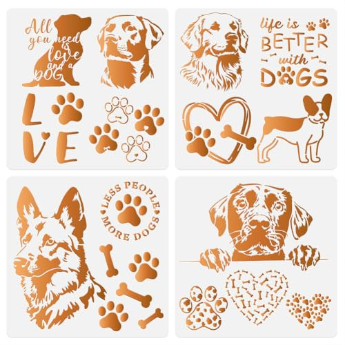 15 Muster Hunde Bastelschablonen 30 x 30cm Wiederverwendbare Welpenpfoten Schablonen Aus Kunststoff Bemalen von Holz Wänden Böden Stoffen DIY Heimdekor Bastelschablone Für Hundeliebhaber