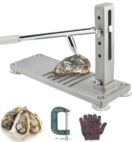 STDZQCWY Oyster Clam Opener Machine, Shucker Tool Set, 4 Adjustable Height, with Glove & Fixed Clamp, for Hotel Family Buffet