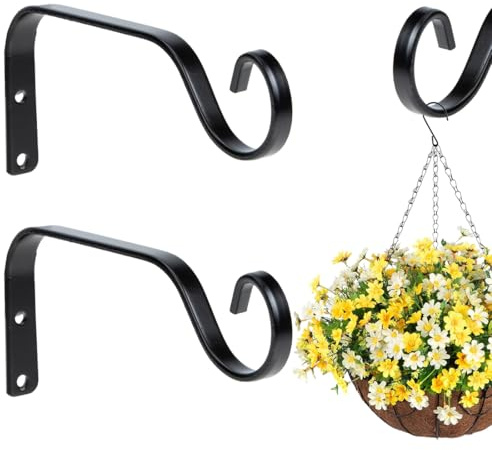 2 Pezzi Ganci da Parete per fioriere da 7.3“, supporto per piante sospese, in ferro per appendere piante all'aperto, ganci da parete per piante, ganci per lanterne