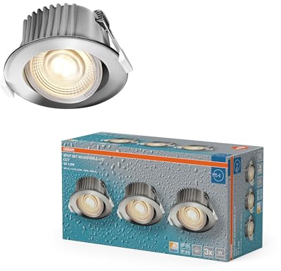 Osram Spot Set LED Einbaustrahler CCT IP44 4,9W Chrom | LED Spot Set CCT Recess IP44, Spot lights and ceiling spots, Chrom, 88 mm dia, 25000 h, 3-Pack