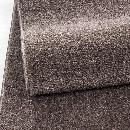KADIMA DESIGN Schlafzimmerteppich Unifarben Elegant Pflegeleicht Modern Waschbar Strapazierfähig Langlebig Rund Mokka 200x200 cm Schlafzimmer Schadstoffgeprüft | Main