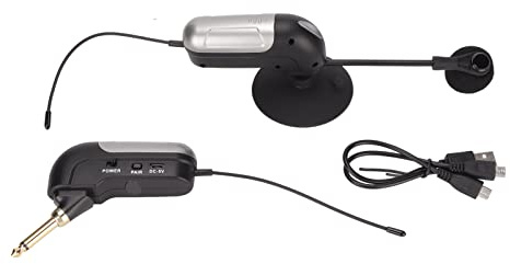Microfono per Strumenti, Microfono Wireless UHF, in Silicone Antiurto con Collo di Cigno a 360 Gradi per Chitarra Violino Arpa Liuto Performance Sul Palco Trasmissione Dal