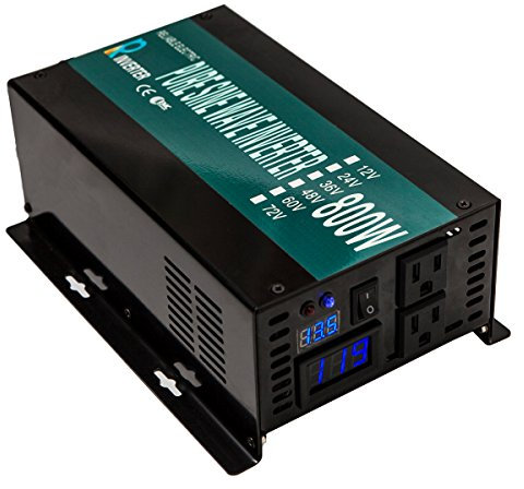 WZRELB RBP80012B1 Solar-Wechselrichter mit voller Leistung und langlebiger LED-Anzeige, 800 W, Reiner Sinus, 12 V Gleichstrom bis 120 V AC