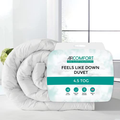 Air Comfort Modern 4.5 Tog King Feels Like Down Duvet - Anti Allergy Soft Touch Cover - Breathable King Quilt and Hollowfibre Duvet for Winter Warm Cool Sleepers