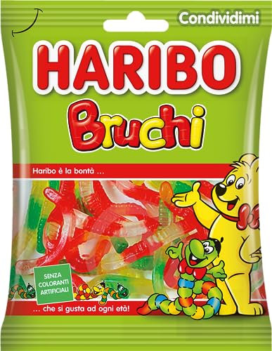 Haribo Bruchi, Caramelle Gommose a Forma di Bruco, Gusto Frutta, Ideali per Feste e Dolci Momenti di Relax - 175gr