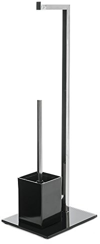 LOLAhome - Portarrollos de Papel higiénico sin Taladro de 71 cm de Acero Inoxidable con escobilla de baño para WC y escobillero Cuadrado Negro