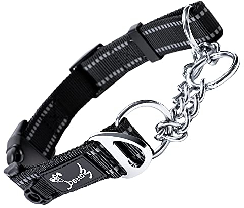 PETTOM Hundehalsband, Zugstopp Halsband Hunde mit Sicherheitsschloss, Halsband Breit Verstellbar und Reflektierend für Große Mittlere und Kleine Hunde