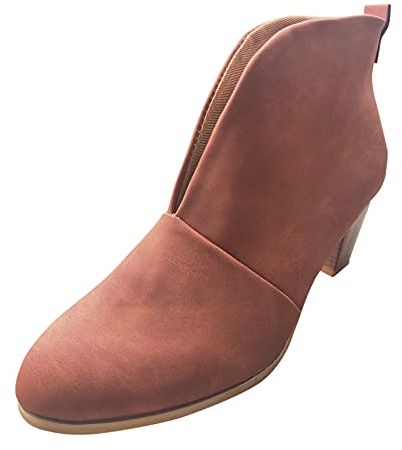 Yowablo Stiefeletten Damen Mit Absatz Chelsea Boots Damen Stiefel Damen Stiefeletten Stacked Heel Booties Mode Leder Kurze Stiefel (41,braun)