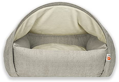 Sleepy Fox® - Premium Höhlenbett für Hunde und Katzen - Preisgekröntes, Patentgeschütztes Design (Cream Chenille, Medium: 85w x 75d x 55h cm)