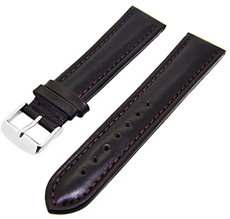 Uhrenarmband Kalbsleder dick gepolstert verschiedene Faben Stegbreiten 18mm - 22mm (Dunkelbraun, 22mm)