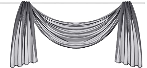 Ricemru Extra Lang Querbehang Freihanddeko Grau Vorhangschal Transparentem Voile Querbehang Gardine Schals Hochzeit Bogen Dekoration 140x300cm