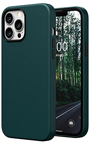 SURPHY Faux Leather Case Compatible with iPhone 13 Pro Max Case 6.7 inch, Premium PU Leather Case Cover (with Metallic Buttons & Microfiber Lining) for iPhone 13 Pro Max, Teal Green