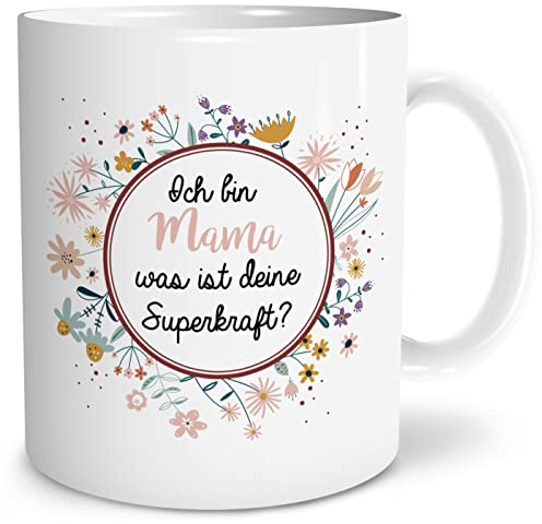 OWLBOOK® Geschenke für Mama zum Geburtstag | Mama Geburtstagsgeschenk für Mama | Mama Geschenk | Weihnachtsgeschenke für Mama | Superkraft Mama Tasse | Keramik 300 ml