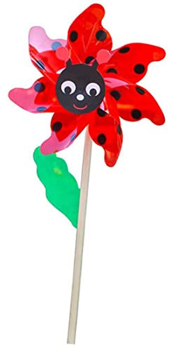 Windrad, Windspinner, Rasengarten DIY Windmühle, Holz Windmühle Garten Bienen Käfer Kinder Pinwheels Spielzeug farbenfrohe Windmühle Rasenhof Dekoration Accessoire rote Windmühlen für Kinder
