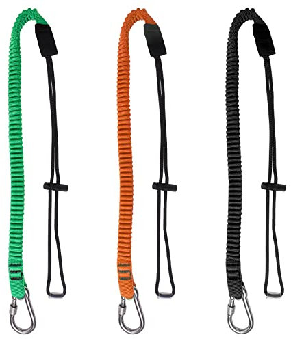 Einziehbares Werkzeugband, 3 Stück, Sicherheits-Werkzeugleine mit Aluminium-Karabinerhaken und verstellbarem Schlaufenende, Fallschutz, robuster Gerüstgurt für Handwerkzeuge, BAU, Gerüste, Dachdecker