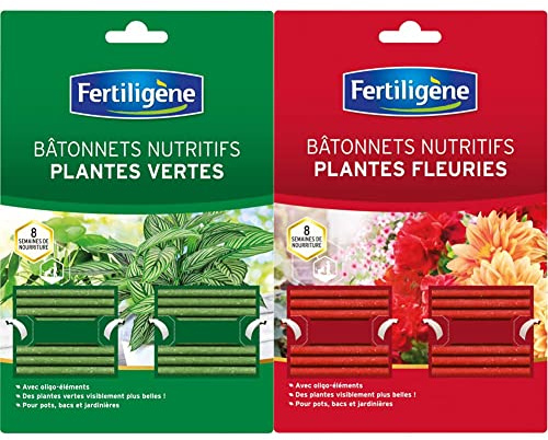 Fertiligène Engrais Plantes Vertes Batonnets, x40 & Engrais Plantes Fleuries Batonnets, x40
