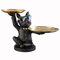 NUACOS Coole Bulldogge Statue Bulldog Butler Figur mit 2 Metallschalen, Harzskulptur für Heimdekoration, Wohnzimmer, Schlafzimmer, Büro, Kunstwerk, Desktop-Dekoration, (schwarz)