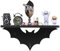 HZYSLYJ Fledermaus-Regal, schwebendes schwarzes Wandregal für Schlafzimmer, Halloween-Wanddekoration, Gothic-Raumdekoration, schwarze Hängeregale mit 3 Schlüsselhaken
