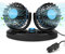 Auniq Ventilatore Auto Doppia Testa, 12V Ventola di Raffreddamento dell'auto del sedili anteriori velocità Regolabile Ventilatore Doppio Ventilatore Estivo ruotabile a 360° (Sedile anteriore)