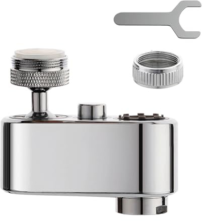 Wasserhahn Aufsatz Schwenkbar - 1080 Grad Drehbar Doppelfunktion Wasserhahn Strahlregler, 2-Wege Wasserhahnaufsatz für Küche und Bad Luftsprudler, 22mm Innengewinde