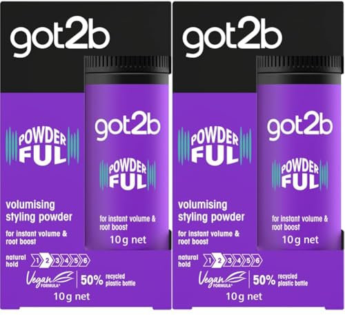 Got2b Powder'ful Volume Unisex Root Hair Styling Powder, For Instant Volume and Root Boost, Vegan, 10g (Pack of 2)