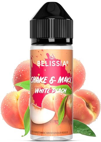 Belissia Shake and Make - White Peach - Hochdosiertes Lebensmittel Aroma 10ml mit praktischer Schüttelflasche zum mischen. Für Lebensmittel, Kochen, Backen, Hobby, Raumerfrischung uvm.