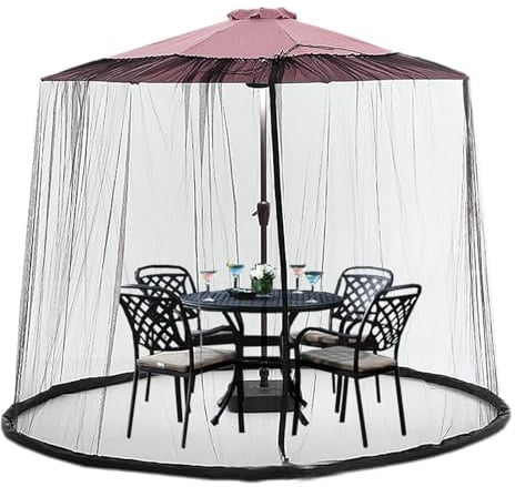 Moustiquaire Exterieur, Moustiquaire Parapluie pour Parasol 250-300 cm Moustiquaires Réglables avec Base Remplissable Tente Moustiquaire pour Jardin Plage Camping Scène Extérieure, Noir