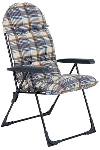 PATIO Klappbarer Gartenstuhl mit Sitzauflage Samar Hoch Hochlehner Campingstuhl bis 110 kg belastbar 28 Positionen