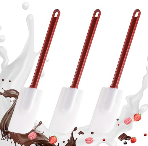 Silicone Rubber Spatulas Set of 3 - Heat Resistant Kitchen Spatulas, 9.5 Inches Commercial Grade Rubber Scraper Spatula, Heavy Duty Rubber Scrapers for Cooking