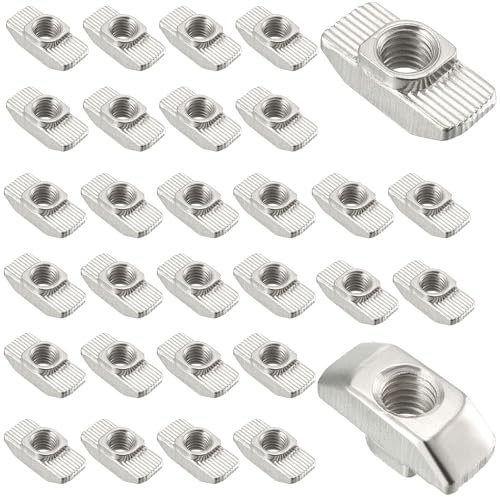 laeeyin 60 pezzi per scanalature M8, in acciaio al carbonio, dadi a T, dadi a martello, per profilo in alluminio, scanalatura di estrusione (EU40-M8-19,5X10)
