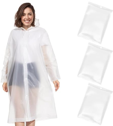 Tarocat 3 Stück Regenponcho, Regencape Wiederverwendbar, Regenmantel Herren Damen Wasserdicht, Regenmantel mit Kaputze Wasserdicht Transparent Regen Poncho für Wandern Radfahren Camping und Reisen