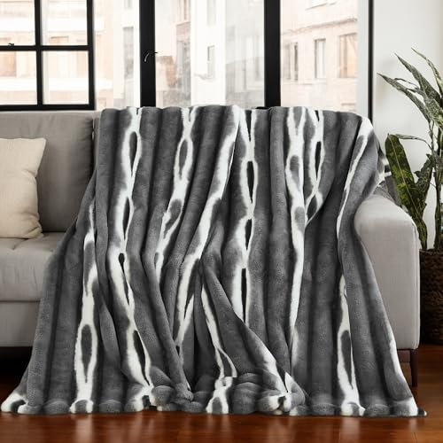 LiveGo Luxuriöse Kuscheldecke aus 1000 g/m² Kunst-Kaschmir – Super weiche Kaninchenplüsch Decke, Wendbare, Flauschige Nerzdecke für Sofa, Bett und Schlafzimmer