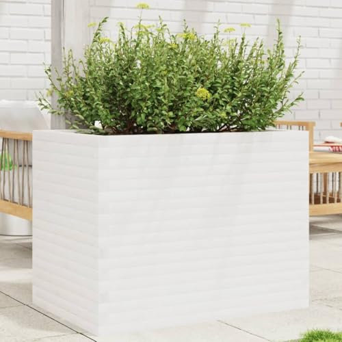Juroupi Jardinière Blanc 90x60x68,5 cm Bois de pin Massif,Jardiniere sur Pieds,Bac avec Treillis,Jardiniere Terrasse