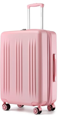 KONO Valigia Trolley 55cm Espandibile Bagaglio a Mano Piccola Valige Rigida ABS e PC Hardshell Leggero Viaggio Cabina (Rosa, 24)