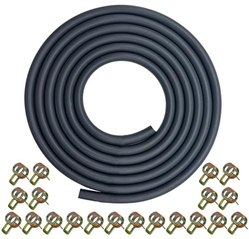 YGQ 5mm (3/16) ID Fuel Line Hose 2.4M (8 Feet) Gas Tube for Honda Kawasaki Kohler Briggs & Stratton Champion Generac Small Engines Mini Bike ATV Generator with 20 Clamps