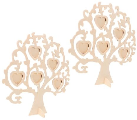 STOBAZA 2pcs Wooden Photo Frame Picture Holder Family Tree Frame Collage Picture Desktop Photo Frame Collage Family Tree DIY Photo Frame Small Picture Frame Decor Beige Poplar Plywood