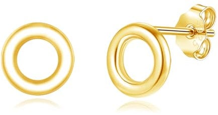 Loutade Silver Stud Earrings for Women Men Kind, Sterling Silver Circle Stud Earrings, Minimalist Hypoallergenic Unisex 6mm Mini Cartilage Sleeper Gold Studs Earrings Jewellery for Pierced Ears