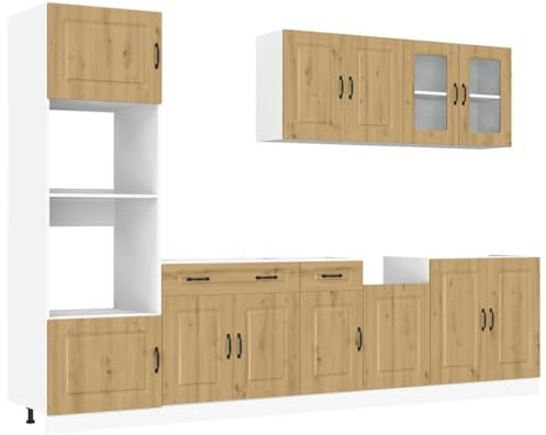 vidaXL 7-TLG. Küchenschrank-Set Kalmar Artisan-Eiche Holzwerkstoff, Küchenzeile Einbauküche, Schrank-Set, Unterschrank, Küchenschrank, Hängeschrank