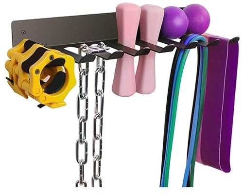 Mehrzweck-Aufbewahrungsregal für Fitnessgeräte, Robuster Langhantelhalter, Hantel-Aufbewahrungsregal zur Wandmontage mit Haken für das Heim-Fitnessstudio (Schwarz)