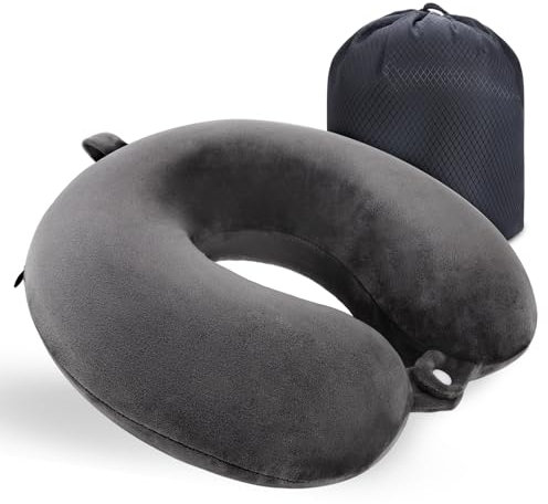 KAIRNOBLE Travel Pillow for Rest Neck Pillow for Airplane Flight Pillow Memory Foam Travel Pillows Neck Cushion Compact Lightweight Quick Pack (Dark Gray)