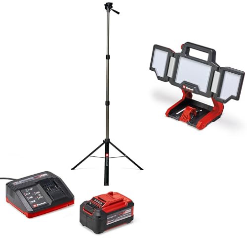 Einhell Akku-Lampe TP-CL 18/3000 Li Set Power X-Change (18 V, 3000 lm, schwenkbarer Leuchtkopf, klappbare Leuchtpaneele, 60 LEDs, inkl. 5,2 Ah Akku + Stativ)