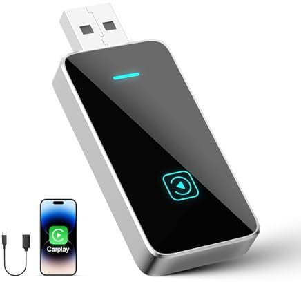 CMRDQD Carplay Wireless Adapter für iPhone,Upgrade Wired CarPlay auf Wireless, Smarte Sprachsteuerung, Plug&Play, USB/Typ-C, Stabile Steuerung Car Play Kabellos Adapter für Apple iOS 10+
