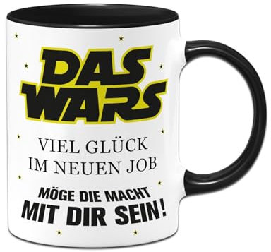 Tassenbrennerei Abschiedsgeschenk Kollegen Jobwechsel - DAS WARS Viel Glück im neuen Job - Geschenk zum Abschied lustig für Arbeitskollegen, Kollegin - Verabschiedung Kollege (Schwarz)