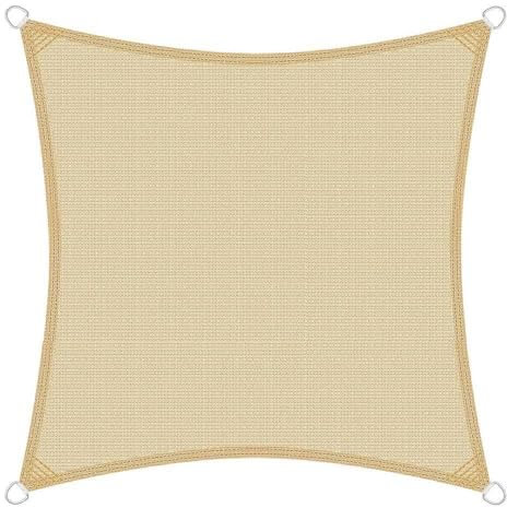 Brigros - Tenda Ombreggiante Esterno Quadrata In HDPE 180gr/m2 Con Anelli Inox, Anti-UV, Con Borsa, Telo Parasole Per Esterni Dimensioni 3x3, 4x4, 5x5, Vela Ombra Giardino (Beige, 5x5)