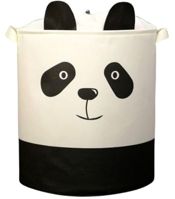PH SF056 Panda Waeschekorb & Spielzeugkorb 37x40 cm faltbar mit Deckel - Aufbewahrungskorb Stoff Kinderzimmer & Bad