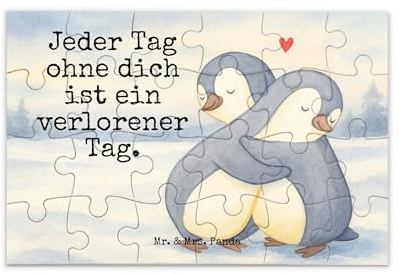 Mr. & Mrs. Panda Puzzle Pinguine Kuscheln Design 24 Teile - Geschenk, 1000, für Partner, Hochzeitstag, 300, Freundin, Puzzlespiel, Frauen, Legespiel, Valentinstag, 2000, Liebesbeweis
