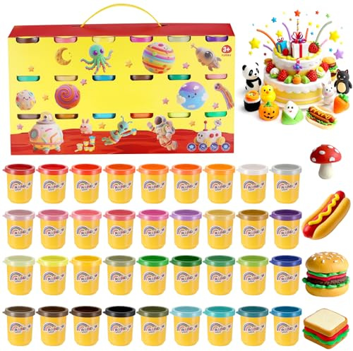 36er Pack Knete Set für Kinder, Teig Spielzeug Geschenk für Jungen Mädchen | Knet-Set mit verschiedenen Farben, Geschenkidee für Ostern, Geburtstag, Weihnachten für Kinder