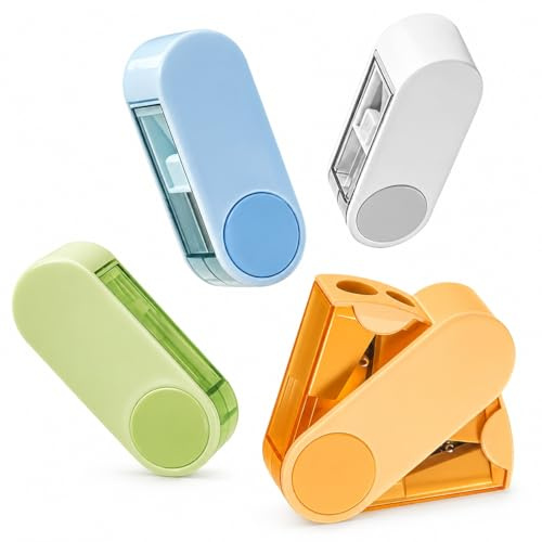 SimSign 4 Stück Doppelspitzer mit Dose, Anspitzer Dicke und Dünne Stifte, Bleistiftspitzer mit Behälter, Pencil Sharpener, für Schule, Zuhause, Büro und Kunst